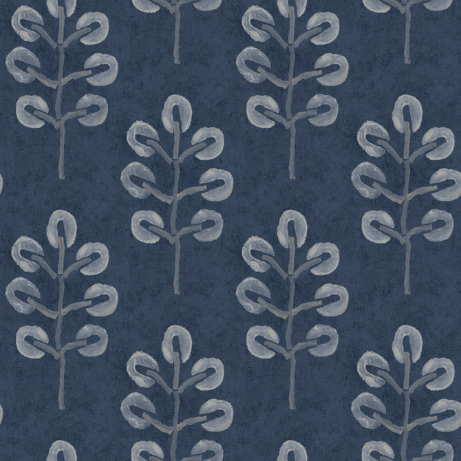 Chesapeake Plum Tree Dark Blue Botanical Wallpaper Thoreau Covers about 56.4 square feet United States Prepasted 10.25-in repeat, straight match 20.5-in by 33-ft long roll - My Fabric Connection -