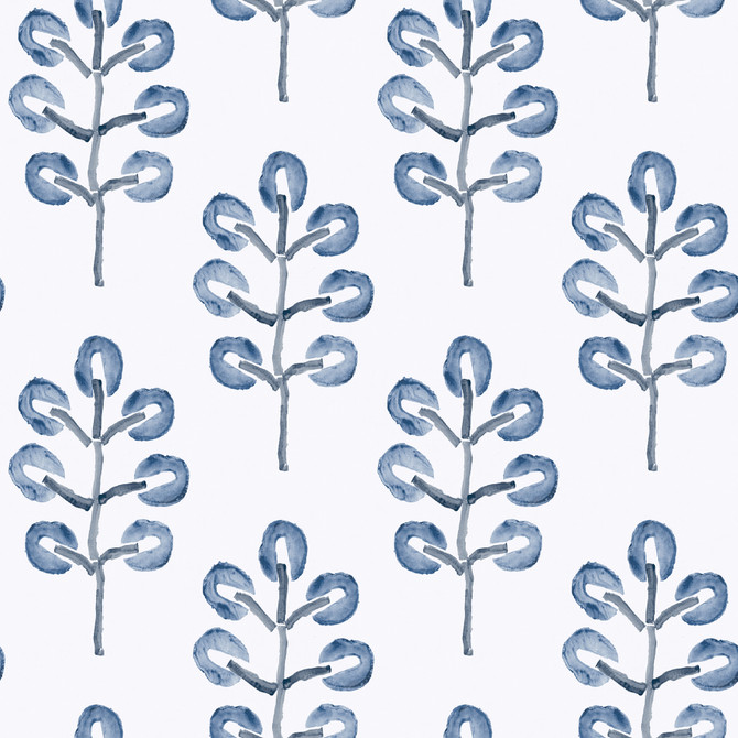 Chesapeake Plum Tree Blue Botanical Wallpaper Thoreau Covers about 56.4 square feet United States Prepasted 10.25-in repeat, straight match 20.5-in by 33-ft long roll - My Fabric Connection -
