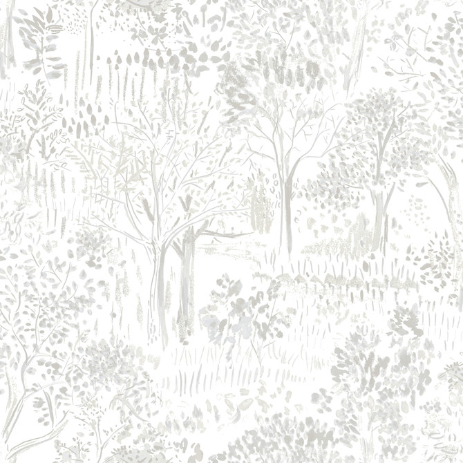 Chesapeake Walden Grey Forest Wallpaper Thoreau Covers about 56.4 square feet United States Prepasted 20.5-in repeat, half drop match 20.5-in by 33-ft long roll - My Fabric Connection -