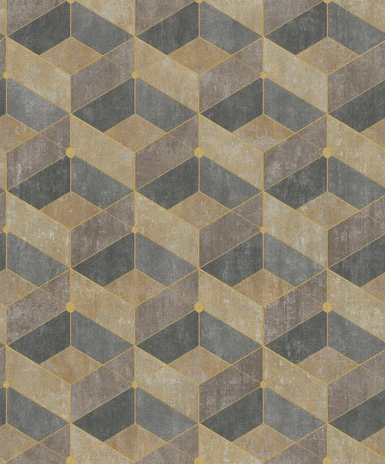 Advantage Muir Neutral Geo Wallpaper Titanium Covers about 57.5 square feet Germany Unpasted 8.3-in repeat, straight match 20.9-in by 33-ft long roll - My Fabric Connection -