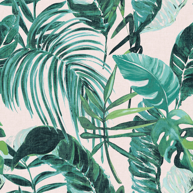 ohpopsi Grover Green Palmera Wallpaper Wild Covers about 54.2 square feet Great Britain Unpasted 19.7-in repeat, straight match 19.7-in by 33-ft long roll - My Fabric Connection -