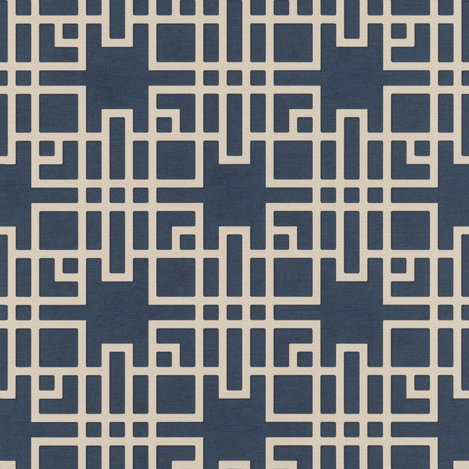Advantage Mana Navy Trellis Wallpaper Windsong Covers about 57.5 square feet Germany Unpasted 20.9-in repeat, straight match 20.9-in by 33-ft long roll - My Fabric Connection -