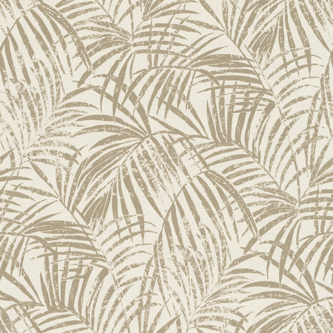 Advantage Yumi Gold Palm Leaf Wallpaper Windsong Covers about 57.5 square feet Germany Unpasted 20.9-in repeat, straight match 20.9-in by 33-ft long roll - My Fabric Connection -