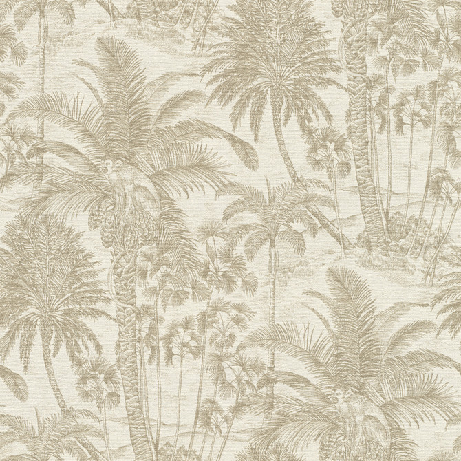 Advantage Yubi Gold Palm Trees Wallpaper Windsong Covers about 57.5 square feet 20.9-in by 33-ft long roll Unpasted 20.9 - My Fabric Connection -