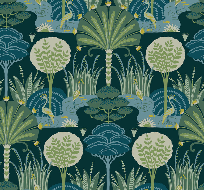 A-Street Prints Mandeville Teal Tropical Paradise Wallpaper Scott Living III Covers about 60.8 square feet 27-in by 27-ft long roll Unpasted 25.25 - My Fabric Connection -