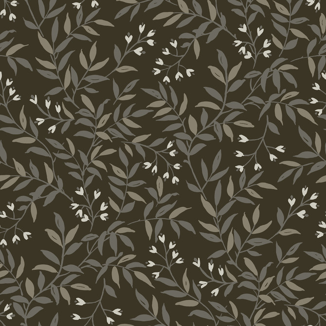 Chesapeake Senna Black Budding Vines Wallpaper Wildflower Covers about 56.4 square feet 20.5-in by 33-ft long roll Prepasted 20.5 - My Fabric Connection -