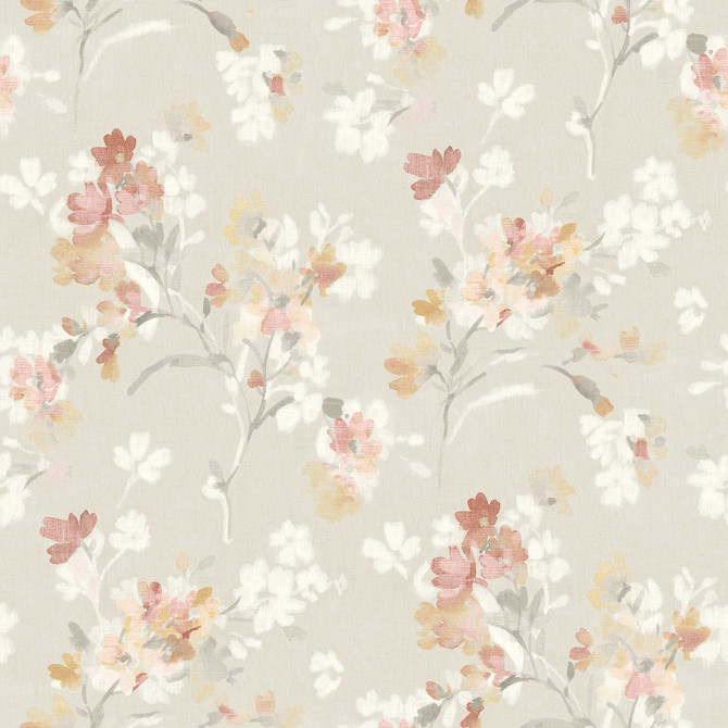 Chesapeake Azalea Ruby Floral Branches Wallpaper Wildflower Covers about 56.4 square feet United States Prepasted 20.5-in repeat, straight match 20.5-in by 33-ft long roll - My Fabric Connection -