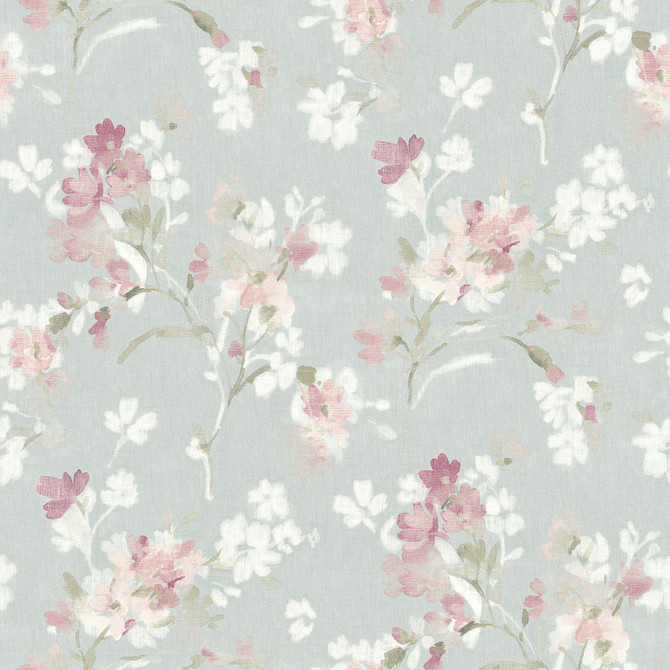Chesapeake Azalea Fuchsia Floral Branches Wallpaper Wildflower Covers about 56.4 square feet United States Prepasted 20.5-in repeat, straight match 20.5-in by 33-ft long roll - My Fabric Connection -