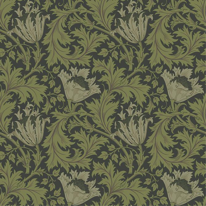 A-Street Prints Anemone Dark Green Floral Trail Wallpaper Hidden Treasures Covers about 57.5 square feet Sweden Unpasted 10.4-in repeat, straight match 20.9-in by 33-ft long roll - My Fabric Connection -