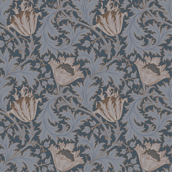 A-Street Prints Anemone Dark Blue Floral Trail Wallpaper Hidden Treasures Covers about 57.5 square feet Sweden Unpasted 10.4-in repeat, straight match 20.9-in by 33-ft long roll - My Fabric Connection -