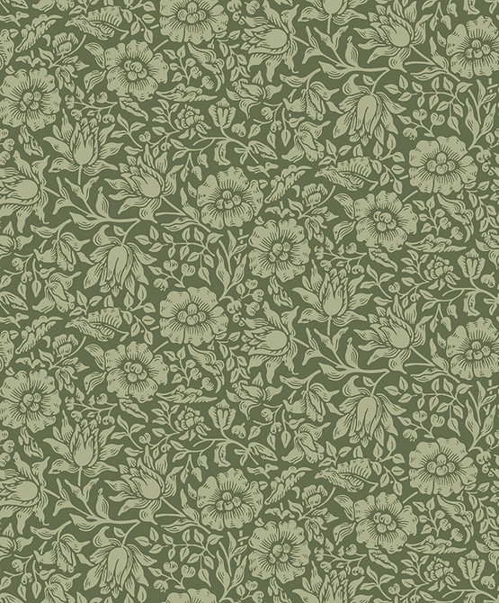 A-Street Prints Mallow Dark Green Floral Vine Wallpaper Hidden Treasures Covers about 57.5 square feet Sweden Unpasted 12.6-in repeat, straight match 20.9-in by 33-ft long roll - My Fabric Connection -