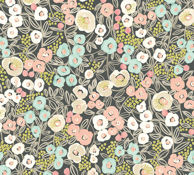 ohpopsi Flora Peach Garden Wallpaper Glasshouse Covers about 54.2 square feet Great Britain Unpasted 31.9-in repeat, half drop match 19.7-in by 33-ft long roll - My Fabric Connection -