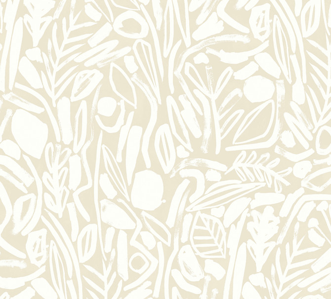 ohpopsi Verdure Neutral Painted Botanical Wallpaper Glasshouse Covers about 54.2 square feet Great Britain Unpasted 39.7-in repeat, half drop match 19.7-in by 33-ft long roll - My Fabric Connection -