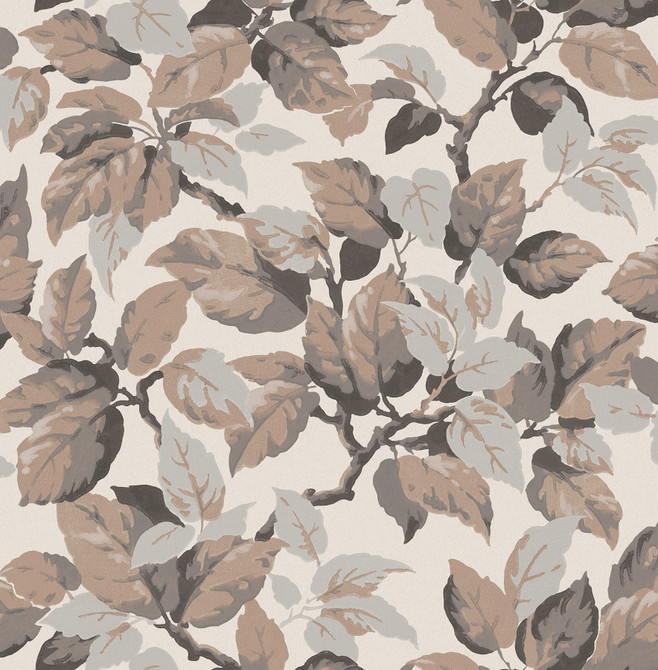 Advantage Canopy Beige Leaf Wallpaper Westbury Forest Covers about 56.4 square feet Great Britain Unpasted 20.9-in repeat, drop match 20.5-in by 33-ft long roll - My Fabric Connection -