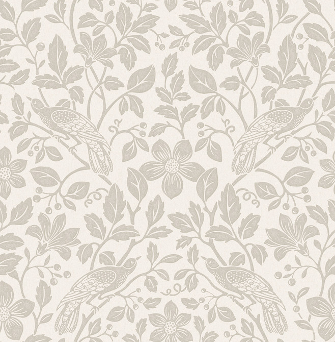 Advantage Marlow Bone Bird Vine Wallpaper Westbury Forest Covers about 56.4 square feet Great Britain Unpasted 20.9-in repeat, straight match 20.5-in by 33-ft long roll - My Fabric Connection -