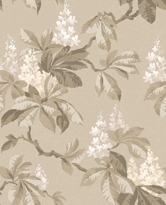 Advantage Chestnut Beige Floral Wallpaper Westbury Forest Covers about 56.4 square feet Great Britain Unpasted 25.2-in repeat, straight match 20.5-in by 33-ft long roll - My Fabric Connection -