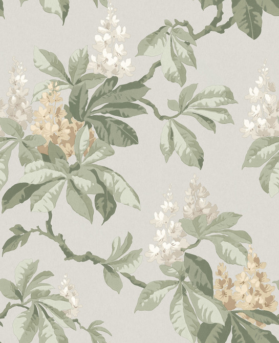 Advantage Chestnut Grey Floral Wallpaper Westbury Forest Covers about 56.4 square feet Great Britain Unpasted 25.2-in repeat, straight match 20.5-in by 33-ft long roll - My Fabric Connection -