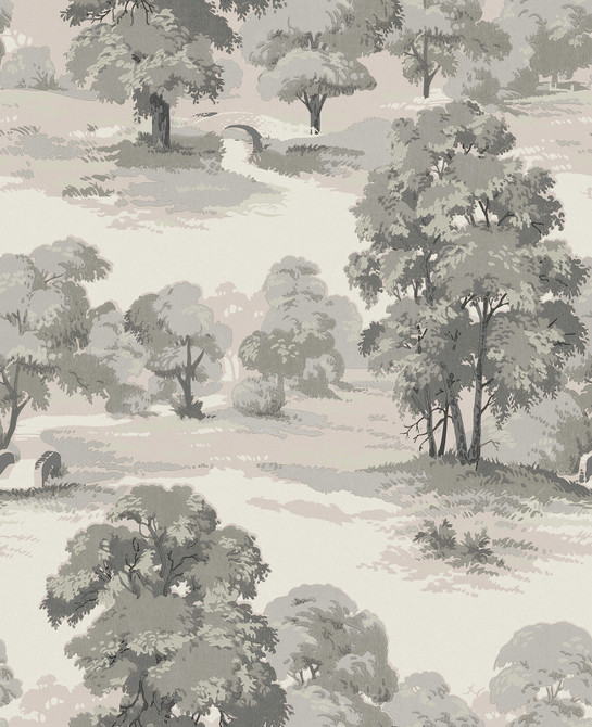Advantage Sherwood Grey Glade Wallpaper Westbury Forest Covers about 56.4 square feet Great Britain Unpasted 25.2-in repeat, straight match 20.5-in by 33-ft long roll - My Fabric Connection -