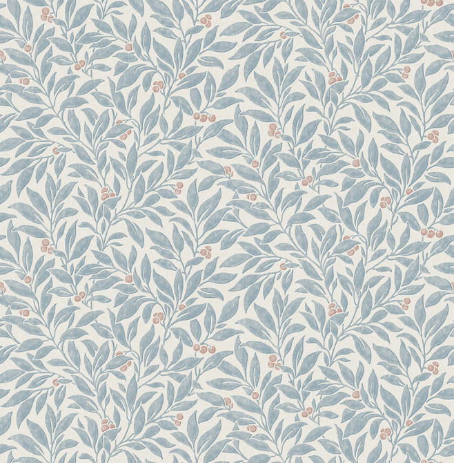 Advantage Winter Berry Blue Vine Wallpaper Westbury Forest Covers about 56.4 square feet 20.5-in by 33-ft long roll Unpasted 20.9 - My Fabric Connection -