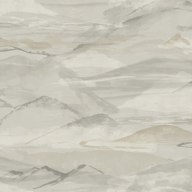 Chesapeake Bozeman Mountains Grey Wallpaper Yellowstone Covers about 56.4 square feet United States Prepasted 20.5-in repeat, half drop match 20.5-in by 33-ft long roll - My Fabric Connection -