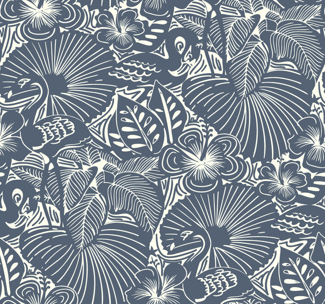 A-Street Prints Idalia Navy Floral Flamingo Wallpaper Whimsy Covers about 60.8 square feet United States Unpasted 25.25-in repeat, straight match 27-in by 27-ft long roll - My Fabric Connection - A-Street Prints Idalia Navy Floral Flamingo Wallpaper Whimsy Covers about 60.8 square feet United States Unpasted 25.25-in repeat, straight match 27-in by 27-ft long roll - My Fabric Connection -