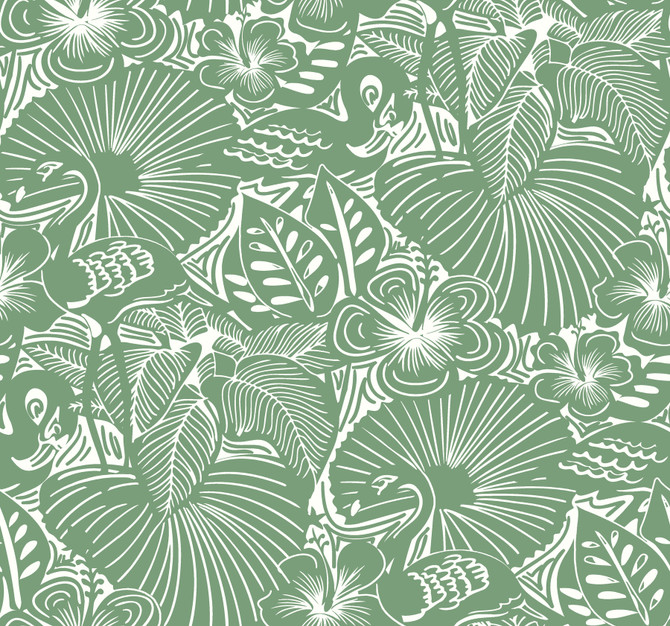 A-Street Prints Idalia Green Floral Flamingo Wallpaper Whimsy Covers about 60.8 square feet United States Unpasted 25.25-in repeat, straight match 27-in by 27-ft long roll - My Fabric Connection - A-Street Prints Idalia Green Floral Flamingo Wallpaper Whimsy Covers about 60.8 square feet United States Unpasted 25.25-in repeat, straight match 27-in by 27-ft long roll - My Fabric Connection -
