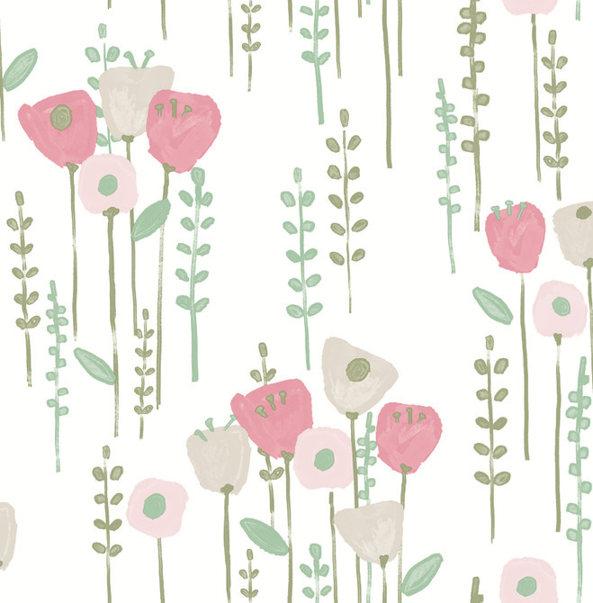 A-Street Prints Mabel Pink Floral Field Wallpaper Whimsy Covers about 56.4 square feet 20.5-in by 33-ft long roll Unpasted 10.4 - My Fabric Connection - A-Street Prints Mabel Pink Floral Field Wallpaper Whimsy Covers about 56.4 square feet 20.5-in by 33-ft long roll Unpasted 10.4 - My Fabric Connection -