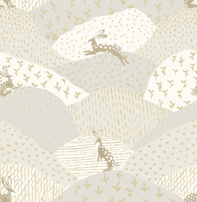 A-Street Prints Peter Light Grey Rabbit Fields Wallpaper Whimsy Covers about 56.4 square feet 20.5-in by 33-ft long roll Unpasted 20.9 - My Fabric Connection -
