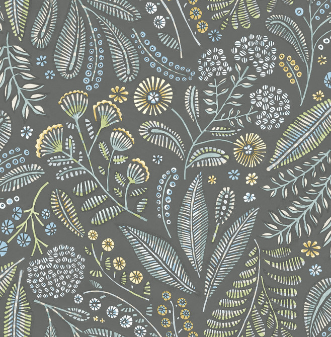 A-Street Prints Briar Grey Floral Wallpaper Whimsy Covers about 56.4 square feet Great Britain Unpasted 10.4-in repeat, drop match 20.5-in by 33-ft long roll - My Fabric Connection -