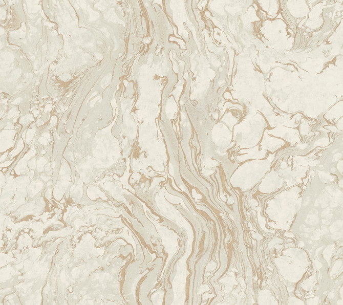 Ronald Redding Polished Marble White & Gold Wallpaper 24 Karat Covers about 60.8 square feet United States Unpasted 24-in repeat, drop match 27-in by 27-ft long roll - My Fabric Connection -