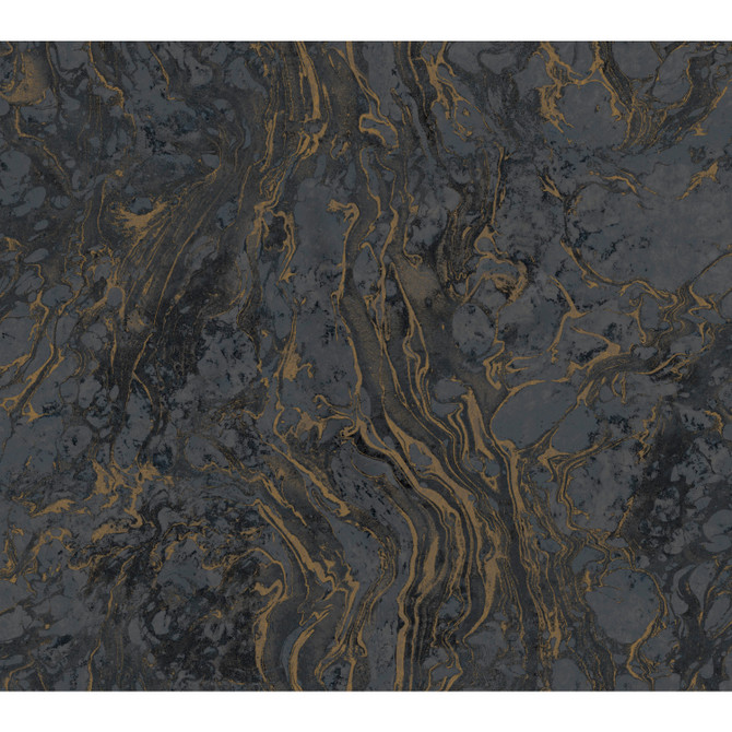 Ronald Redding Polished Marble Black Wallpaper 24 Karat Covers about 60.8 square feet United States Unpasted 24-in repeat, drop match 27-in by 27-ft long roll - My Fabric Connection -