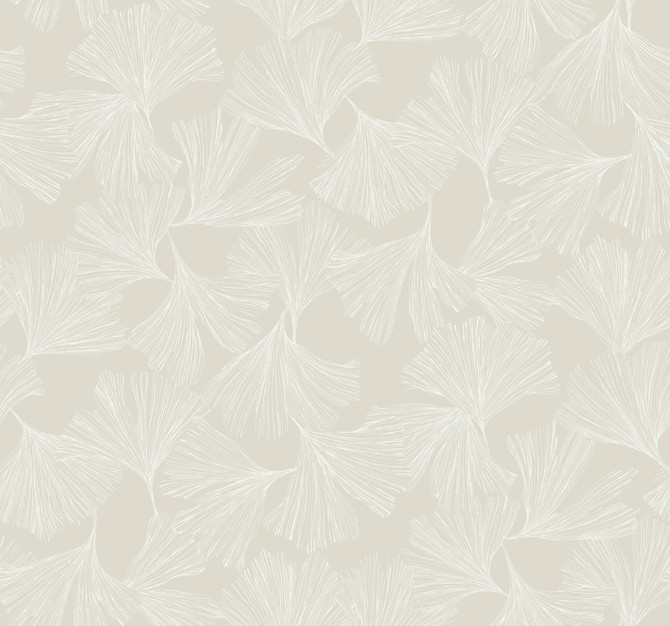 Antonina Vella Gingko Toss Cream Wallpaper Antonina Vella Dazzling Dimensions Volume II Covers about 60.8 square feet United States Unpasted 25.25-in repeat, straight match 27-in by 27-ft long roll - My Fabric Connection -