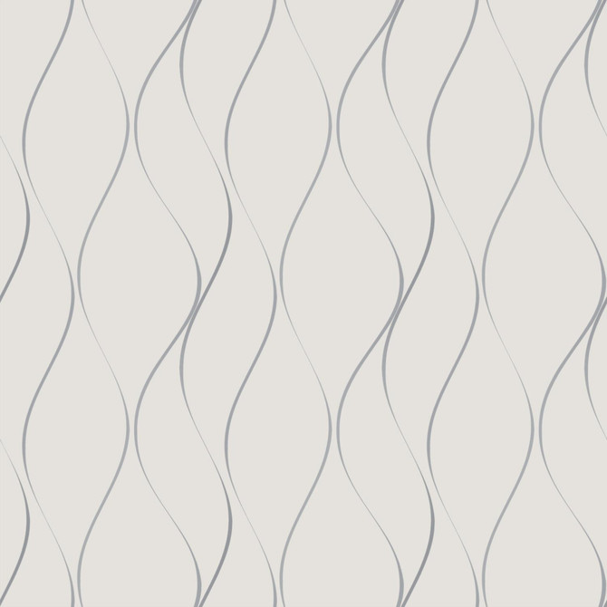 Antonina Vella Wavy Stripe Off White & Silver Metallic Wallpaper Antonina Vella Dazzling Dimensions Volume II Covers about 57.8 square feet China Unpasted 21-in repeat, straight match 21-in by 33-ft long roll - My Fabric Connection -