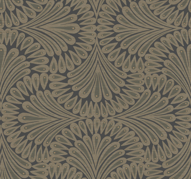 Antonina Vella Cabaret Black Metallic Wallpaper Antonina Vella Deco Covers about 60.8 square feet 27-in by 27-ft long roll Unpasted 25.25 - My Fabric Connection -