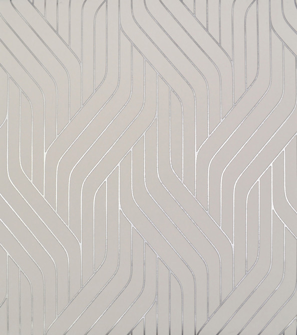 Antonina Vella Ebb & Flow White & Silver Wallpaper Antonina Vella Modern Metals Covers about 56.9 square feet China Unpasted 12.6-in repeat, straight match 20.8-in by 32.8-ft long roll - My Fabric Connection -