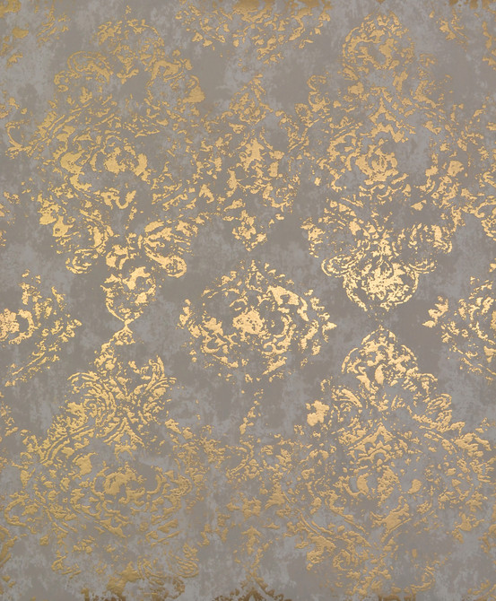 Antonina Vella Stargazer Khaki & Gold Wallpaper Antonina Vella Modern Metals Covers about 56.9 square feet China Unpasted 25.2-in repeat, straight match 20.8-in by 32.8-ft long roll - My Fabric Connection -