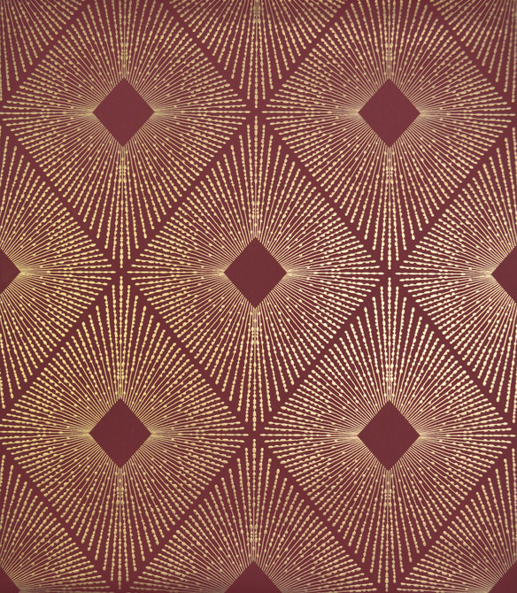 Antonina Vella Harlowe Red & Gold Wallpaper Antonina Vella Modern Metals Covers about 56.9 square feet China Unpasted 12.6-in repeat, straight match 20.8-in by 32.8-ft long roll - My Fabric Connection -