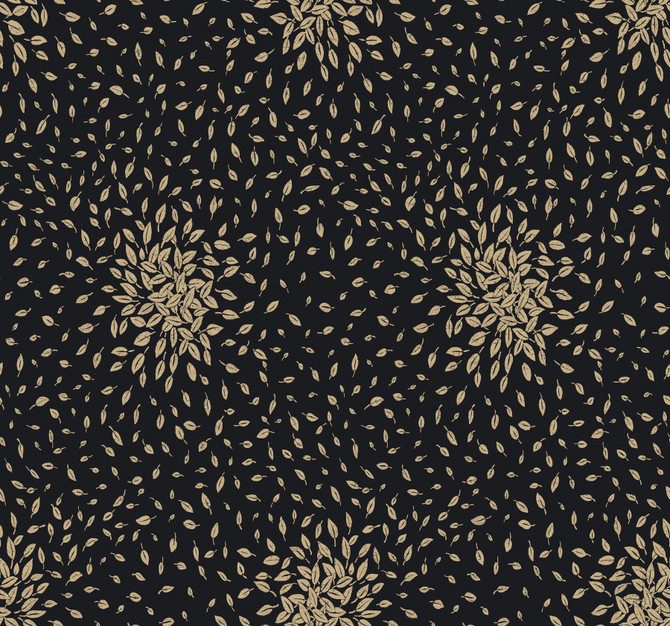 Antonina Vella Petite Leaves Black & Gold Wallpaper Antonina Vella Modern Metals Second Edition Covers about 60.5 square feet China Unpasted 25.2-in repeat, straight match 27-in by 26.9-ft long roll - My Fabric Connection -