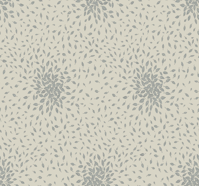 Antonina Vella Petite Leaves Beige & Silver Wallpaper Antonina Vella Modern Metals Second Edition Covers about 60.5 square feet China Unpasted 25.2-in repeat, straight match 27-in by 26.9-ft long roll - My Fabric Connection -