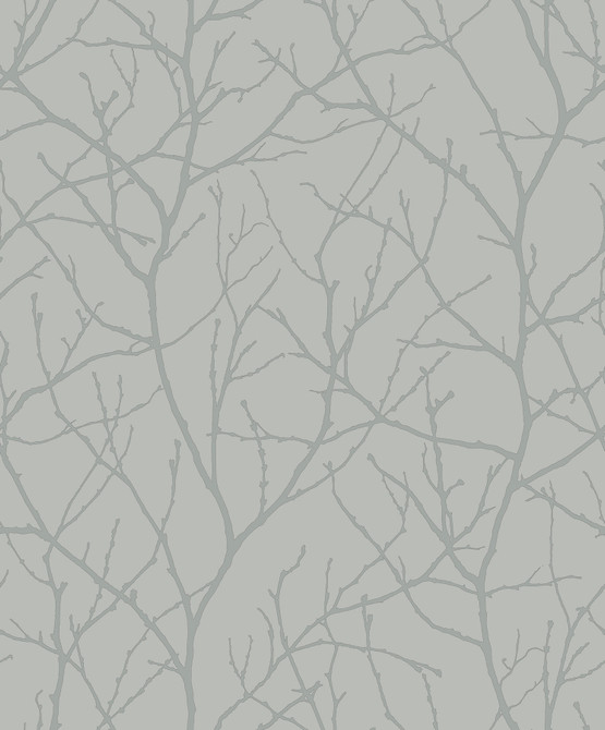 Antonina Vella Trees Silhouette Smokey Blue & Silver Wallpaper Antonina Vella Modern Metals Second Edition Covers about 57.2 square feet 20.8-in by 33-ft long roll Unpasted 25.2 - My Fabric Connection -