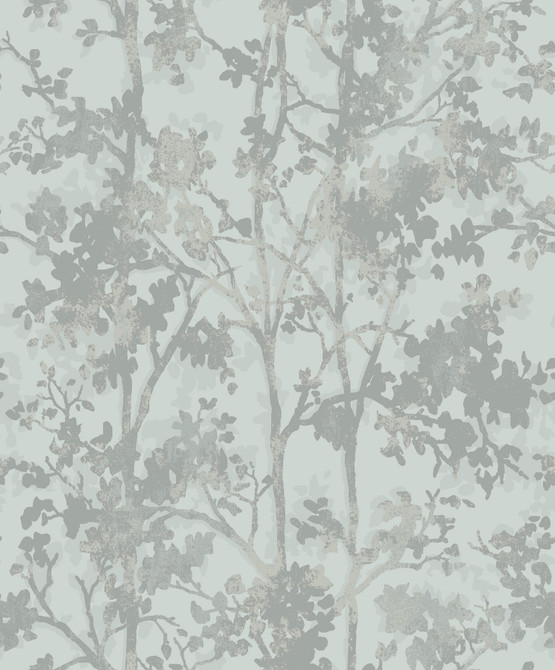 Antonina Vella Shimmering Foliage Spa & Silver Wallpaper Antonina Vella Modern Metals Second Edition Covers about 57.2 square feet 20.8-in by 33-ft long roll Unpasted 25.2 - My Fabric Connection -