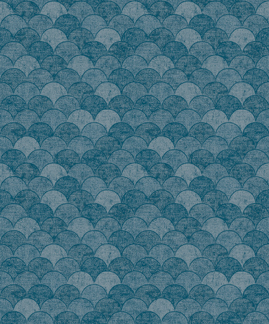 Antonina Vella Mermaid Scales Blue Wallpaper Antonina Vella Natural Opalescence Covers about 57.8 square feet China Unpasted 25.2-in repeat, straight match 21-in by 33-ft long roll - My Fabric Connection -