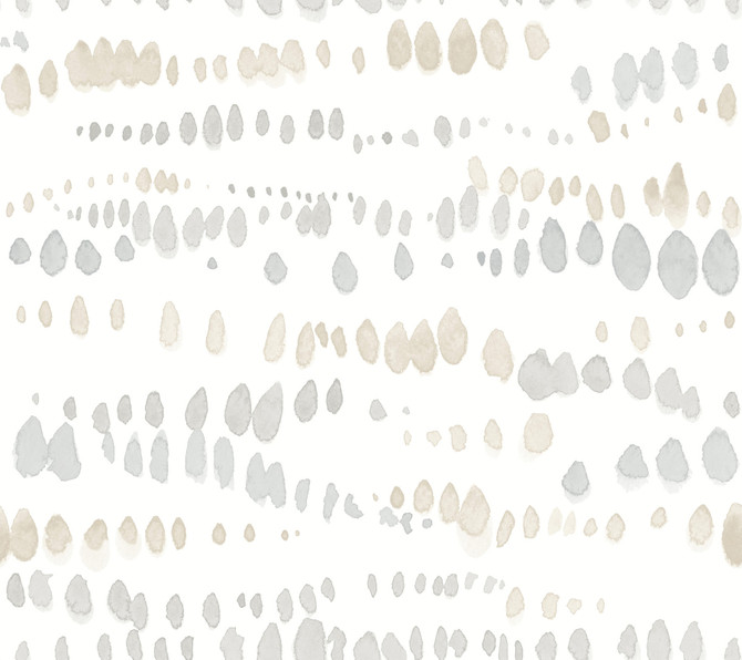 York Wallcoverings Dewdrops Neutral Wallpaper Artistic Abstracts Covers about 60.8 square feet Unpasted 24-in repeat, straight match 27-in by 27-ft long roll - My Fabric Connection -