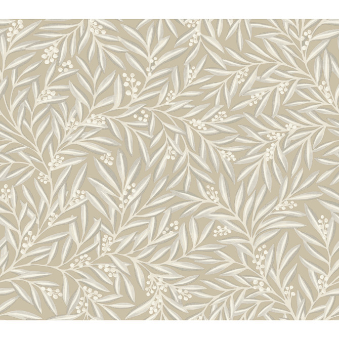 Ronald Redding Rowan Neutral Wallpaper Arts and Crafts Covers about 60.8 square feet Unpasted 24-in repeat, straight match 27-in by 27-ft long roll - My Fabric Connection -