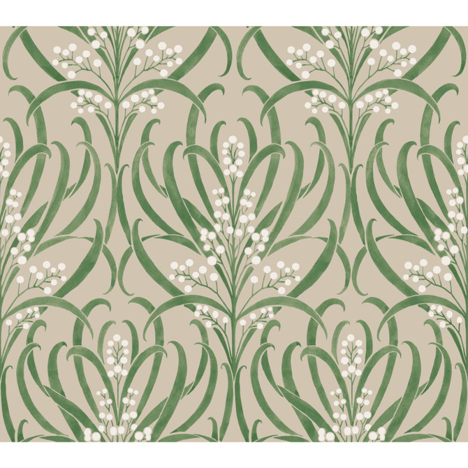Ronald Redding Calluna Linen Metallic Wallpaper Arts and Crafts Covers about 60.8 square feet Unpasted 24-in repeat, straight match 27-in by 27-ft long roll - My Fabric Connection -