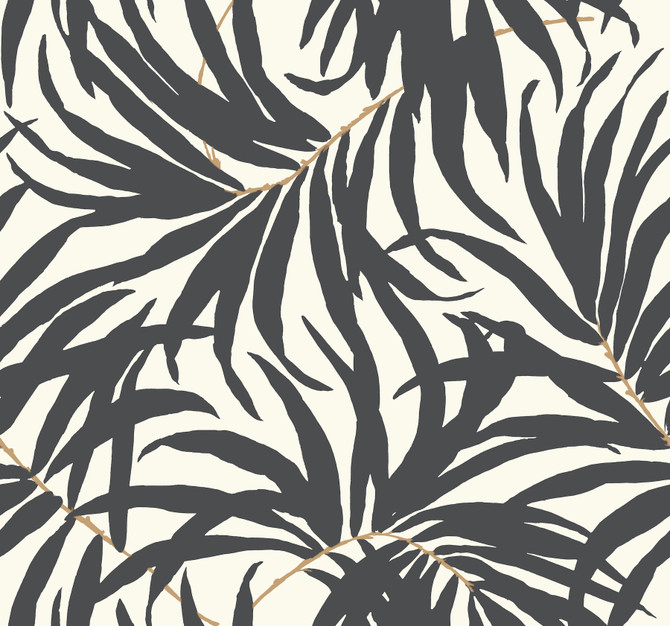 Inspired by Color Bali Leaves Off White & Dark Grey Wallpaper Black & White, III Covers about 60.8 square feet 27-in by 27-ft long roll Prepasted 25.25 - My Fabric Connection -
