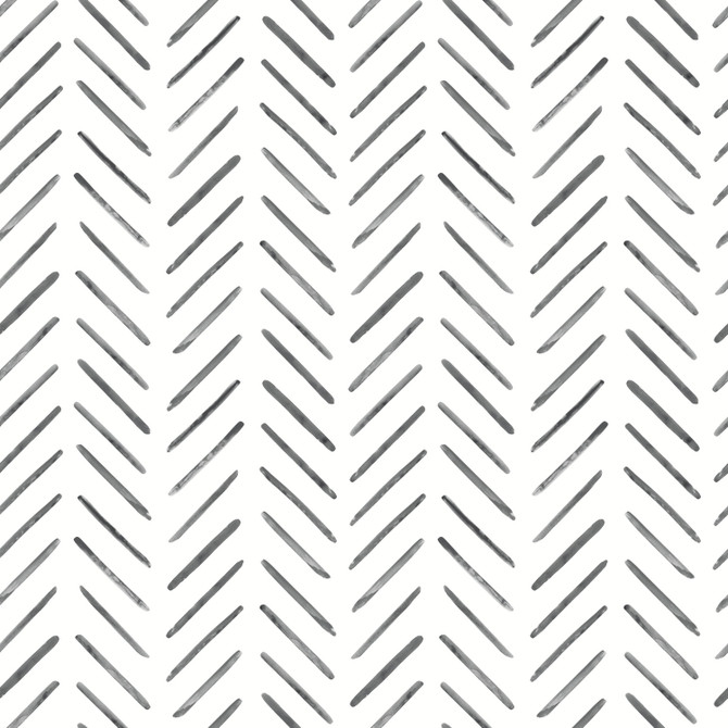 Inspired by Color Painted Herringbone Black Wallpaper Black & White, III Covers about 56.4 square feet Prepasted 20.5-in repeat, straight match 20.5-in by 33-ft long roll - My Fabric Connection -