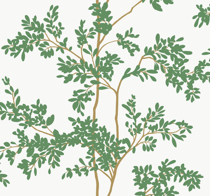 York Wallcoverings Lunaria Silhouette White & Green Wallpaper Blooms Covers about 60.8 square feet 27-in by 27-ft long roll Unpasted 25.25 - My Fabric Connection -
