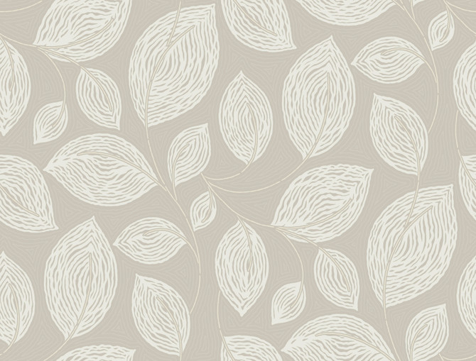 Candice Olson Contoured Leaves Taupe Wallpaper Candice Olson Casual Elegance Covers about 60.8 square feet 27-in by 27-ft long roll Unpasted 25.25 - My Fabric Connection -