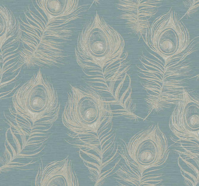 Candice Olson Regal Peacock Dark Teal Wallpaper Candice Olson Casual Elegance Covers about 60.8 square feet Unpasted 25.25-in repeat, drop match 27-in by 27-ft long roll - My Fabric Connection -